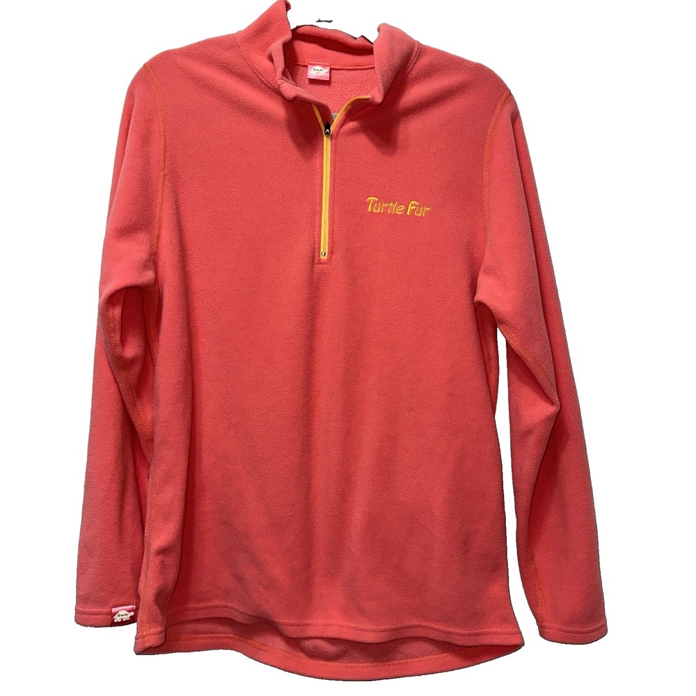 Turtle Fur Adult L** Coral 1/4 Zip Mock Pullover Long Sleeve Fleece